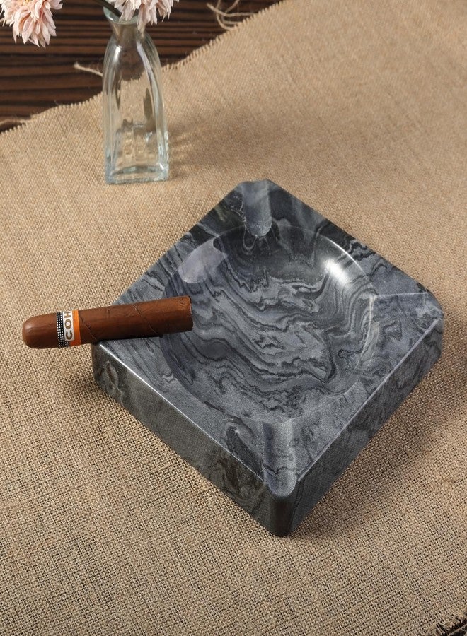 Koville African Natural Marble Cigar Ashtray, 7.28" Large Square Cigarettes Ash Tray, Cool Ashtrays for Patio, Outdoor, Smoking Accessory for Home Office Hotel Decor - Image 3